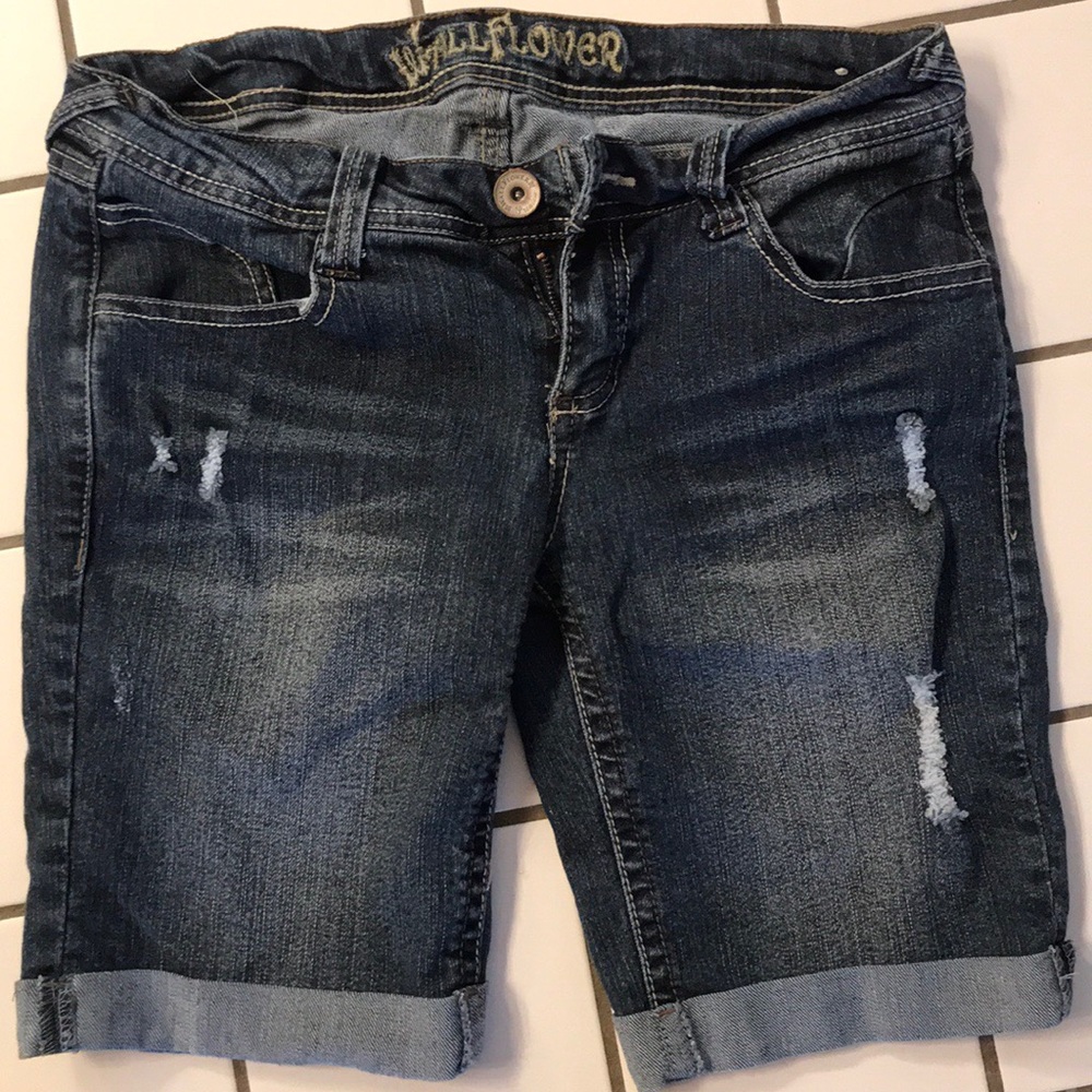 Wallflower distressed denim shorts